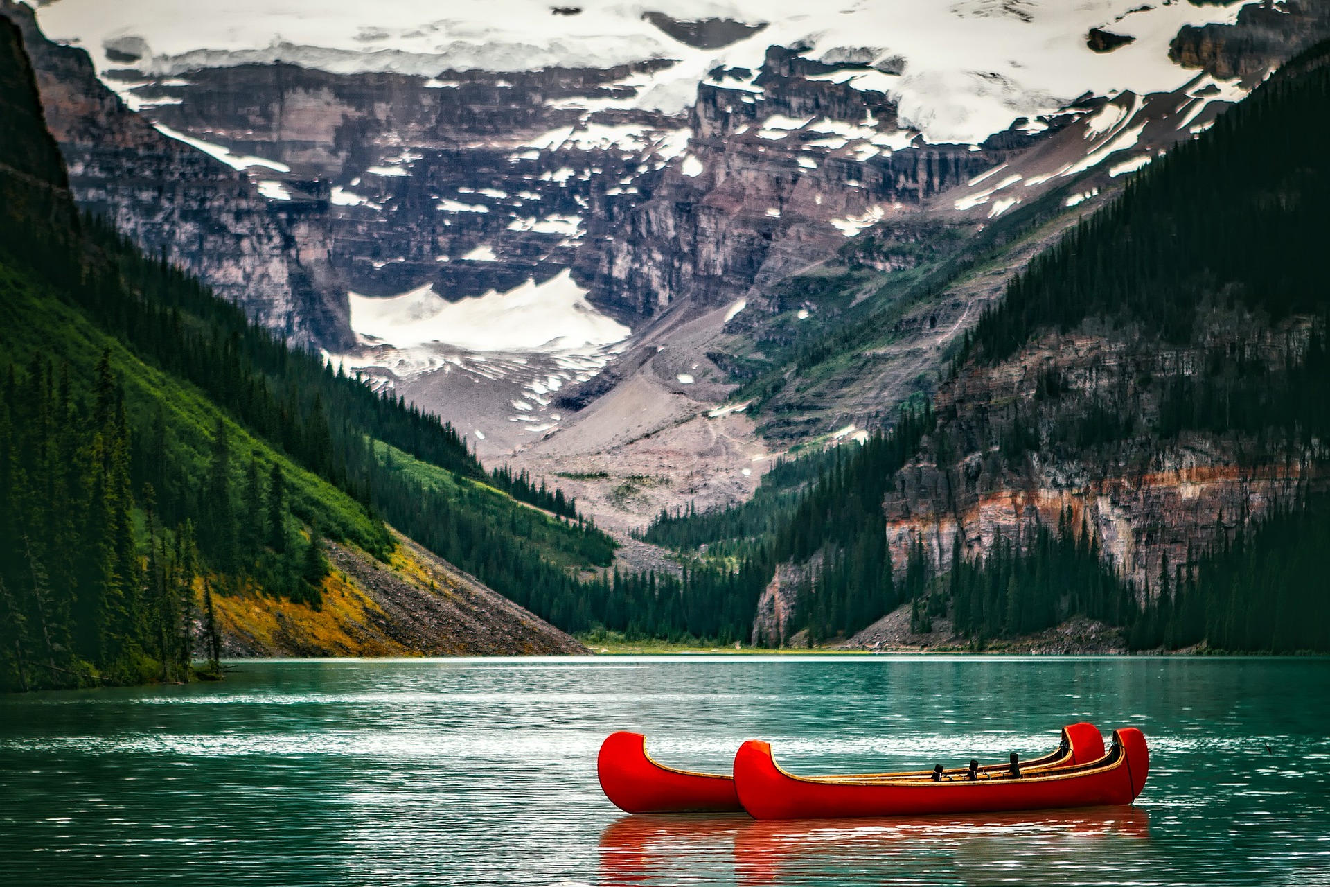 Canada lake and canoes